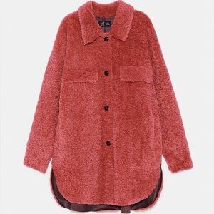 Zara Dusty Rose Teddy Jacket
